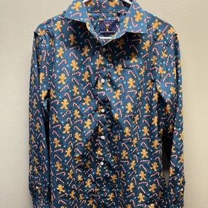 Simon Banks Shirt mens Christmas gingerbread man Small New!